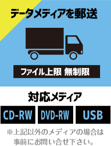 データメディアを郵送 ファイル上限無制限 対応メディア (CD-RW,DVD-RW,USB)